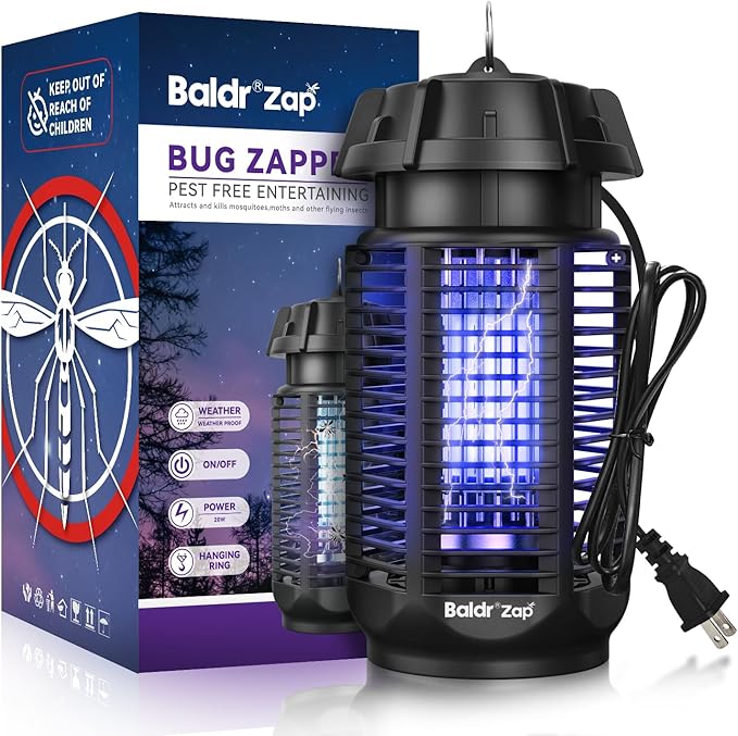 BALDR Bug Zapper Outdoor Indoor, 20W Power & 4200V Instant Grid Mosquito Repellent, Coverage of 1/2 Acre Fly Trap for Patio, Backyard, Home