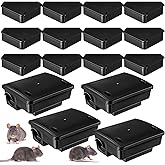 12 Pack Key–Required Rat Bait Stations & Mouse Bait Stations – 6 Large & 6 Compact, Lockable Weather–Resistant Plastic for Indoor & Outdoor – Keeps Children & Pets Safe