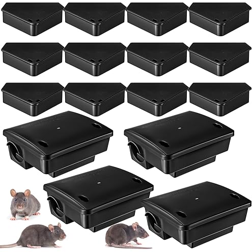 12 Pack Key–Required Rat Bait Stations & Mouse Bait Stations – 6 Large & 6 Compact, Lockable Weather–Resistant Plastic for Indoor & Outdoor – Keeps Children & Pets Safe