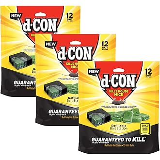 d-CON Refillable Corner Fit Mouse Poison Bait Station, 1 Trap + 20 Bait Refills