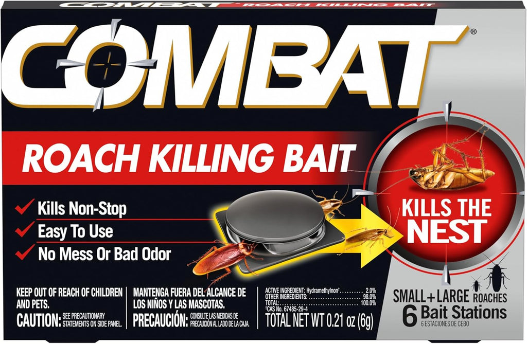 Combat Roach Killing Bait, Roach Bait Station For Large Roaches, Kills The Nest, Child-Resistant, 8 Count,Insects