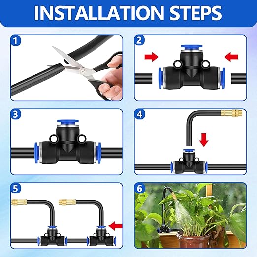 55FT Drip Irrigation System with 15 Nozzles, 360° Bendable Drip Irrigation Kit Automatic Irrigation System for Garden, Adjustable Garden Watering Misting System for Greenhouse, Yard, Lawn, Plant