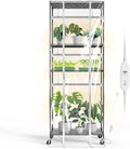 Bstrip Indoor Greenhouse with Grow Light, 23.5"x13.8"x59" Portable Metal Greenhouse Shelves with T8 2FT Full Spectrum Grow Light & Timer, Adjustable Plant Stand for Indoor Plant, Spring Seed Starting