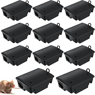12 Pack Key–Required Rat Bait Stations & Mouse Bait Stations – 6 Large & 6 Compact, Lockable Weather–Resistant Plastic for Indoor & Outdoor – Keeps Children & Pets Safe
