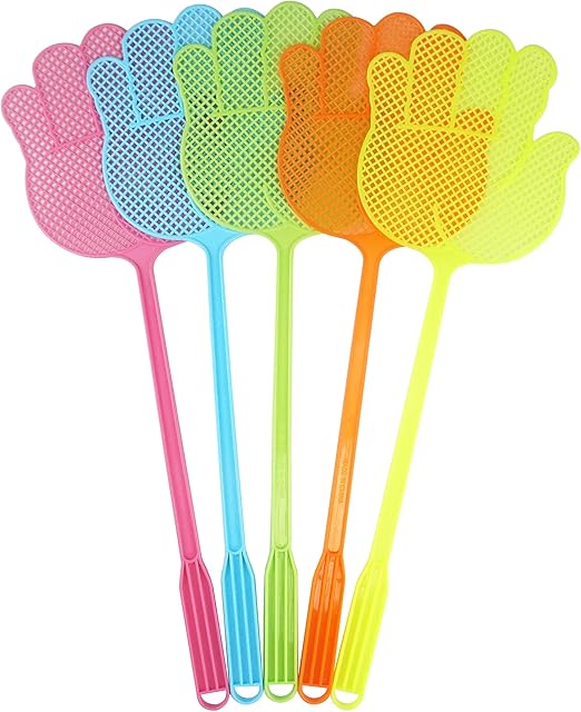 Dirza Fly Swatter - Funny Hand Shaped Fly Swatters - Durable -Colorful Manual Flyswatter Plastic Bug Swatters for Home Indoor Outdoor Classroom Office 5 Pack