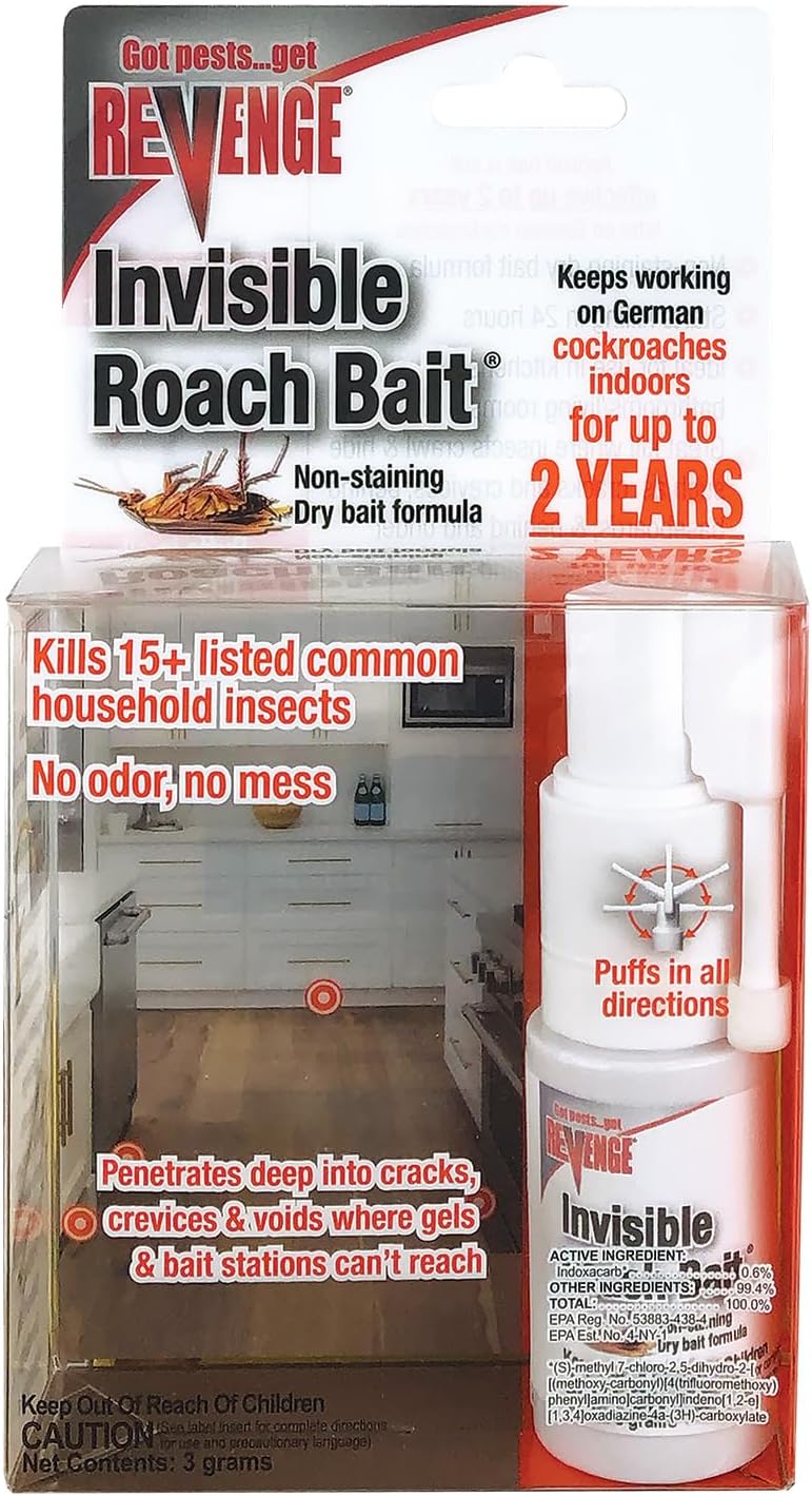 Revenge Invisible Roach Bait with Puffer Applicator, Kills Ants, Beetles, Roaches & More, Long Lasting Formula