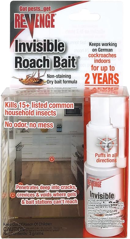 Revenge Invisible Roach Bait with Puffer Applicator, Kills Ants, Beetles, Roaches & More, Long Lasting Formula
