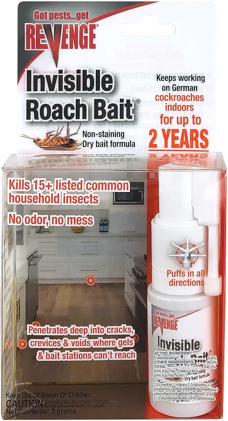 Revenge Invisible Roach Bait with Puffer Applicator, Kills Ants, Beetles, Roaches & More, Long Lasting Formula