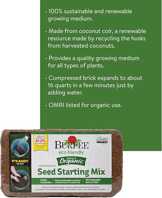 Burpee Organic Coconut Coir Concentrated Seed Starting Mix, 16 Quart (Pack of 12)