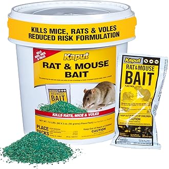 Kaput Combo Bait Pellets, Rat Bait to Kill Rodents & Fleas, Norway, House Mice, & Pine Voles - Includes Warfarin & Imidacloprid for Effective Pest Control (32 x 2oz Place Packs)