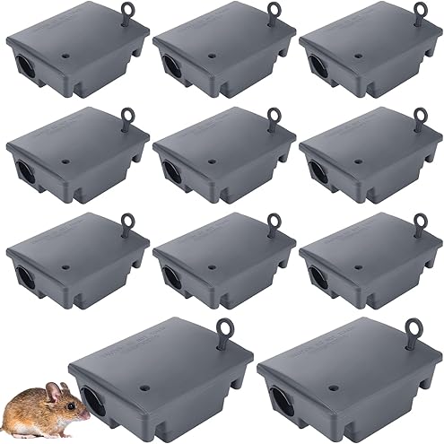 12 Pack Key–Required Rat Bait Stations & Mouse Bait Stations – 6 Large & 6 Compact, Lockable Weather–Resistant Plastic for Indoor & Outdoor – Keeps Children & Pets Safe