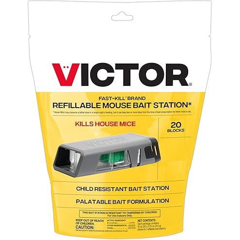 d-CON Refillable Corner Fit Mouse Poison Bait Station, 1 Trap + 20 Bait Refills