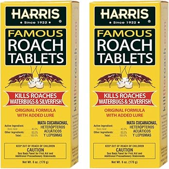 Harris Roach Tablets, Boric Acid Roach Killer with Lure, Alternative to Bait Traps (6oz, 2-Pack)
