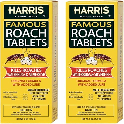 Harris Roach Tablets, Boric Acid Roach and Insects Killer with Lure, Alternative to Bait Traps (6oz, 145 Tablets), Yellow