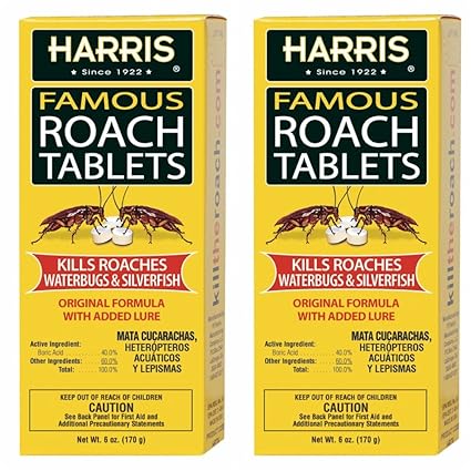 Harris Roach Tablets, Boric Acid Roach Killer with Lure, Alternative to Bait Traps (6oz, 2-Pack)