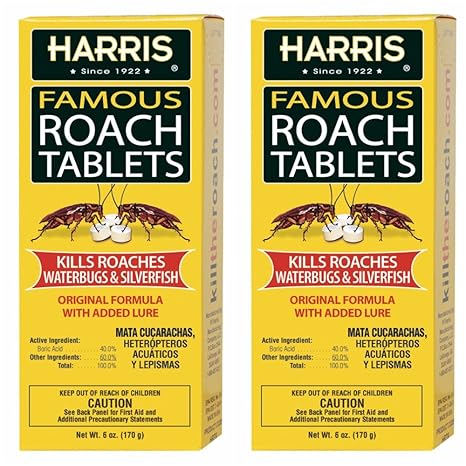 Harris Roach Tablets, Boric Acid Roach Killer with Lure, Alternative to Bait Traps (6oz, 2-Pack)