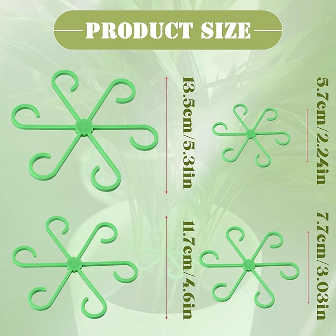 4Pcs Plant Stem Supports, Reusable Plastic Plant Accessories Indoor, Monstera Plant Support for Climbing Houseplants, Stakes Trellis Stem Hook Growth Tools for Neat Garden Arrangement(Green)
