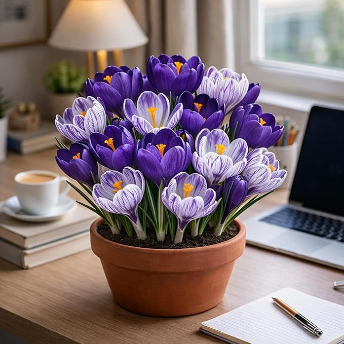 Pre-Chilled Blue Moon Crocus Bulbs for Forcing Indoors – Holiday Gift of Winter Cheer – Easy Flowers in Pots or Planters – Bloom Indoors or Plant Outdoors (20 Bulbs)