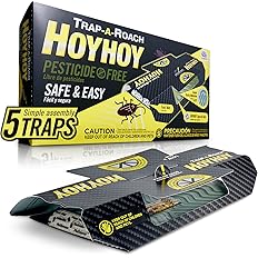 HOY HOY Trap A Roach - Bait Glue Traps, Great for Home with Kids & Pets Indoor, Sticky Pest Control Trap, Roach Killer, Made in Japan 5 Traps