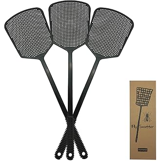 ZOCONE 3 Pack Leather Fly Swatters with Lanyard, Sturdy Fly Swatter Heavy Duty Wood Fly Swatter for Indoors and Outdoors