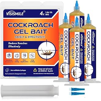 Ready-to-Use Cockroach Gel Bait, Roach Killer Indoor & Outdoor, Effective Cockroach Control - 4 Tubes x 30 Grams