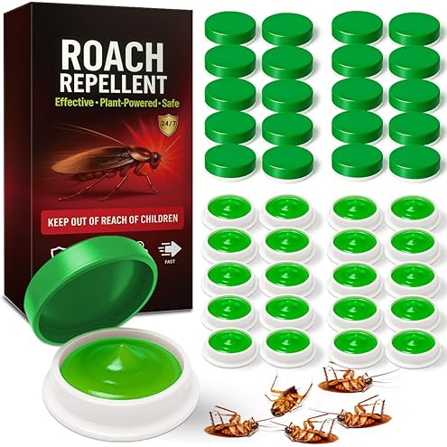 48Pack Roach Gel Bait,Roach Repellent for Home - Fast Acting Cockroach Killer Gel,Roach Killer Indoor Infestation Solution,Long Lasting Natural Roaches Control for Kitchen, Bathroom, Garage