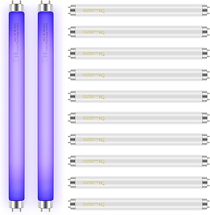 Qualirey 12 Pack Bug Zapper Replacement Light Bulbs 10W for 20W Indoor Bug Zapper, BL T8 F10W 13Inch Light Tube Compatible with Aspectek, Liba, Micnaron, Lulu Home and Other 20W Mosquito Lamp