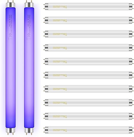 Qualirey 12 Pack Bug Zapper Replacement Light Bulbs 10W for 20W Indoor Bug Zapper, BL T8 F10W 13Inch Light Tube Compatible with Aspectek, Liba, Micnaron, Lulu Home and Other 20W Mosquito Lamp