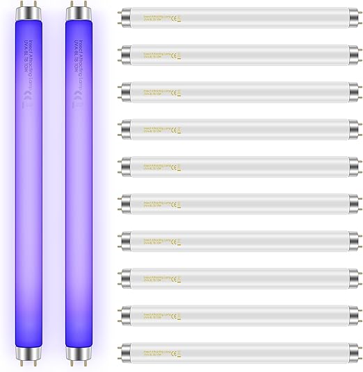 Qualirey 12 Pack Bug Zapper Replacement Light Bulbs 10W for 20W Indoor Bug Zapper, BL T8 F10W 13Inch Light Tube Compatible with Aspectek, Liba, Micnaron, Lulu Home and Other 20W Mosquito Lamp