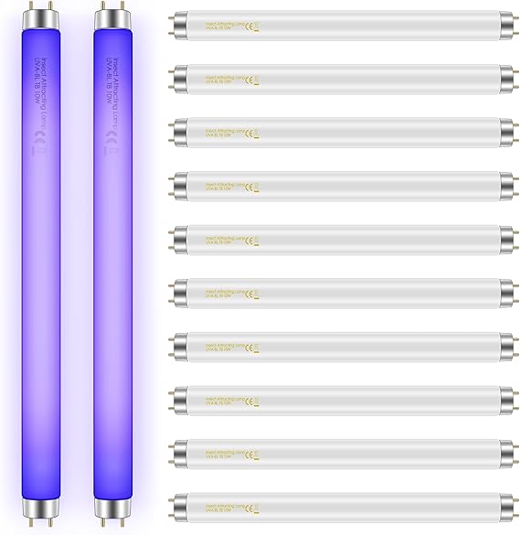 Qualirey 12 Pack Bug Zapper Replacement Light Bulbs 10W for 20W Indoor Bug Zapper, BL T8 F10W 13Inch Light Tube Compatible with Aspectek, Liba, Micnaron, Lulu Home and Other 20W Mosquito Lamp