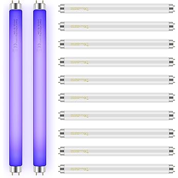 Qualirey 12 Pack Bug Zapper Replacement Light Bulbs 10W for 20W Indoor Bug Zapper, BL T8 F10W 13Inch Light Tube Compatible with Aspectek, Liba, Micnaron, Lulu Home and Other 20W Mosquito Lamp