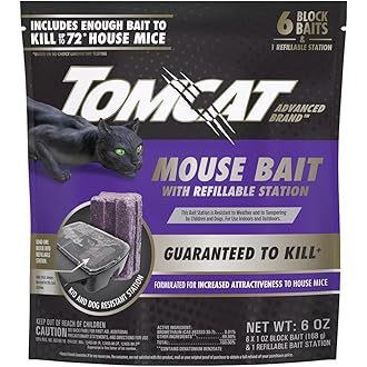 Tomcat Mouse Killer Refillable Bait Station with Advanced Formula Bait, 1 Station and 12 Poison Block Refills