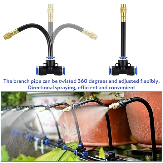 49.21Ft Drip Irrigation Kit, Garden Drip Irrigation System - 360° Adjustable Automatic Watering System with Brass Nozzles for Yard, Lawn, Greenhouse Plants