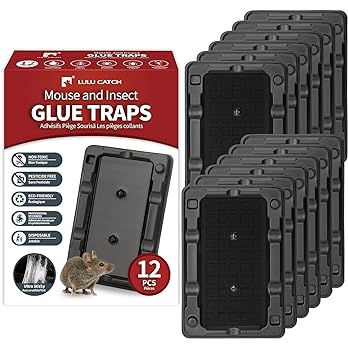 Rat, Snake and Mouse Traps 12 PK, Large Bulk Sticky Glue Traps Indoor for Home Pre-baited, Pet Safe Rodent Catcher for Garage, Kitchen, Catches Roaches, Spiders, Lizard, Non-Toxic, Large