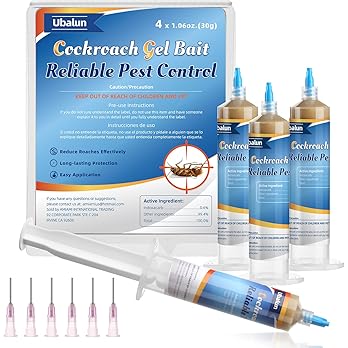 Ready-to-Use Cockroach Gel Bait, Roach Killer Indoor & Outdoor, Effective Cockroach Control - 4 Tubes x 30 Grams