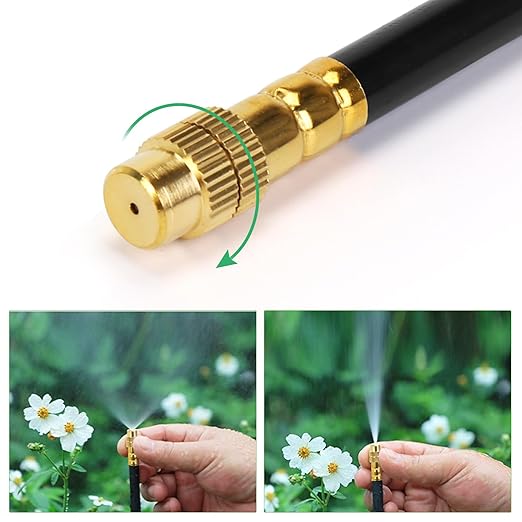 65ft Drip Irrigation System Kit with 20 Brass Spray Nozzles - 360° Adjustable Automatic Watering System for Gardens, Lawns & Greenhouses