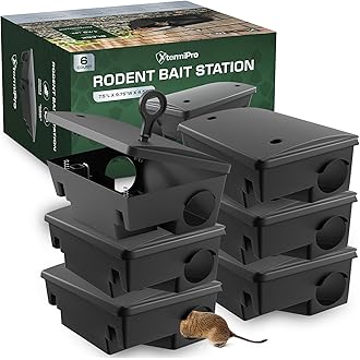 12 Pack Key–Required Rat Bait Stations & Mouse Bait Stations – 6 Large & 6 Compact, Lockable Weather–Resistant Plastic for Indoor & Outdoor – Keeps Children & Pets Safe