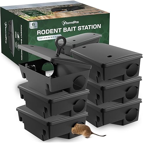 12 Pack Key–Required Rat Bait Stations & Mouse Bait Stations – 6 Large & 6 Compact, Lockable Weather–Resistant Plastic for Indoor & Outdoor – Keeps Children & Pets Safe