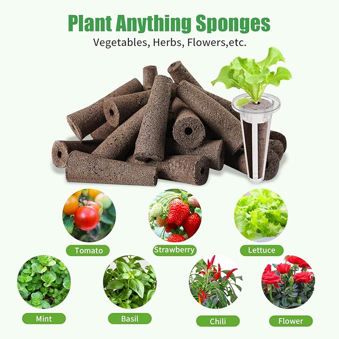101 Pcs Hydroponic Growing kit for Indoor Garden,80 Grow Sponges, 20 Grow Baskets & 1 Tweezer, Replacement Growth Sponges Seed Pods of All hydroponic Brands Also Suitable for Soil Culture