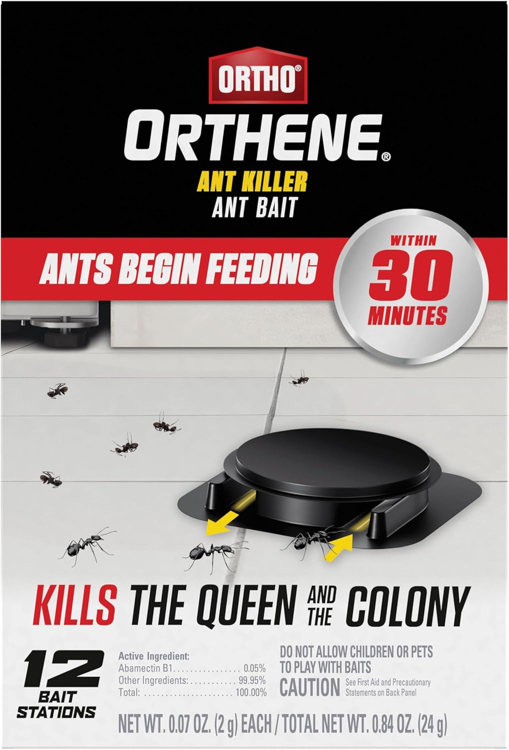 Ortho Orthene Ant Killer Ant Bait, Indoor Ant Killer, Kills The Queen and The Colony, 12 Stations