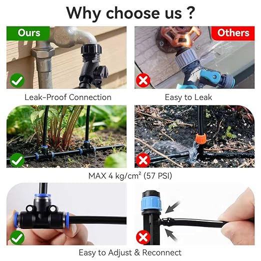 100FT Drip Irrigation System Kit for Garden with 17pcs Copper Nozzles&1/4" irrigationTubing,Easy Install Complete drip Irrigation System for Garden Watering System,Plants,Raised Beds&Greenhouses