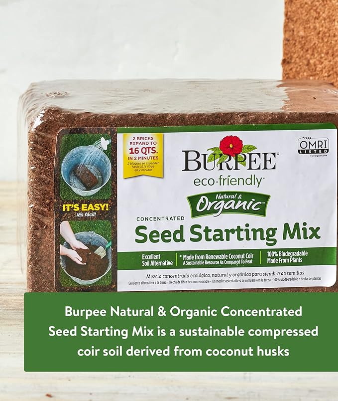 Burpee Organic Coconut Coir Concentrated Seed Starting Mix, 16 Quart (Pack of 12)