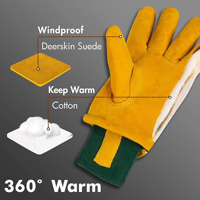 Kids Leather Gardening Work Gloves, Safety Gloves, Reflective Breathable Design, for Children Gardening& Outdoor Activities (Small, Yellow Waterproof)