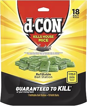 d-CON Refillable Corner Fit Mouse Bait Station, 1 Trap + 18 Bait Refills