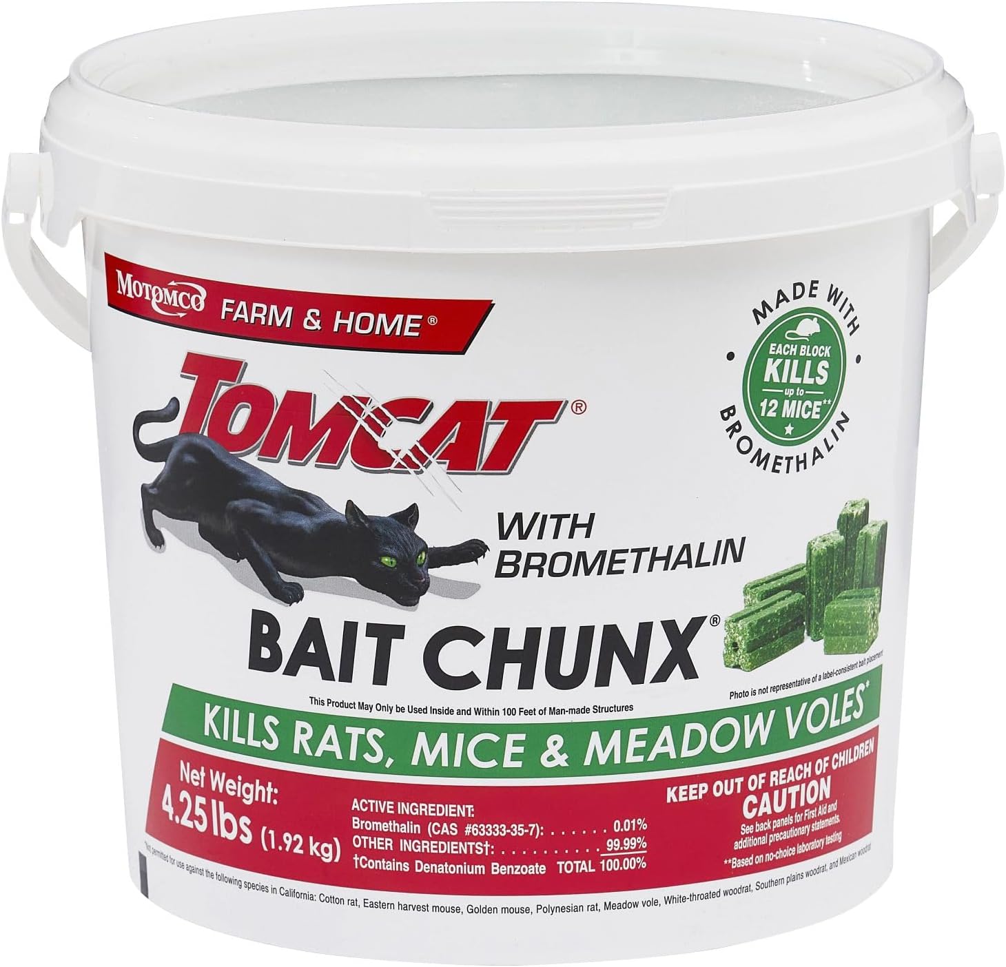 Tomcat Bromethalin Place Pacs Bait, Pest Control for Agricultural Buildings and Homes, Kill Rats and Mice