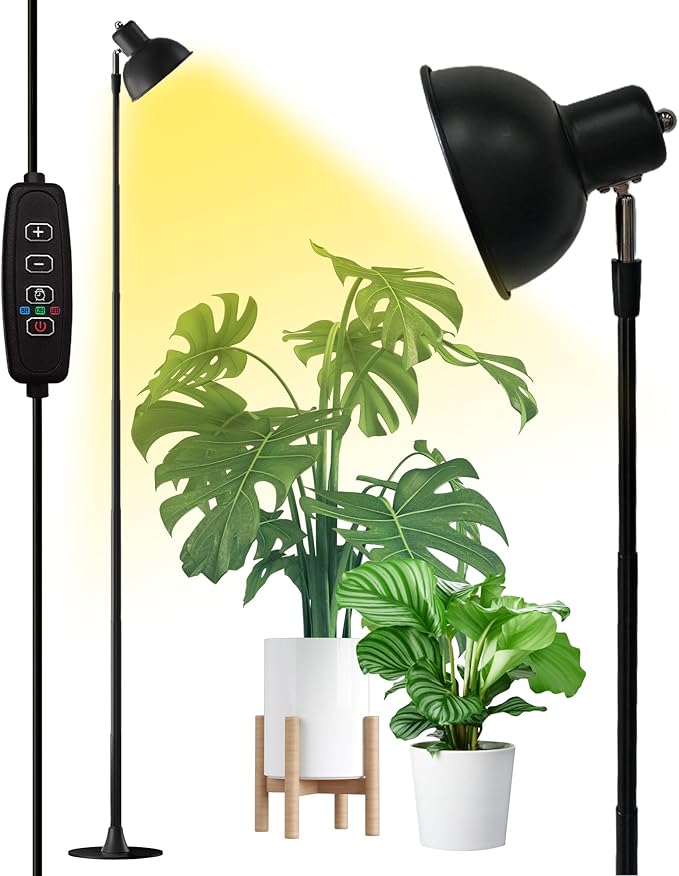 yadoker Plant Grow Light for Indoor Plant, Aluminum LED Grow Light,Elevating Plant Lamp,Height Adjustable,Automatic Timer with 8/12/18Hours,10-Level Brightness,Ideal for Large Plant Grow