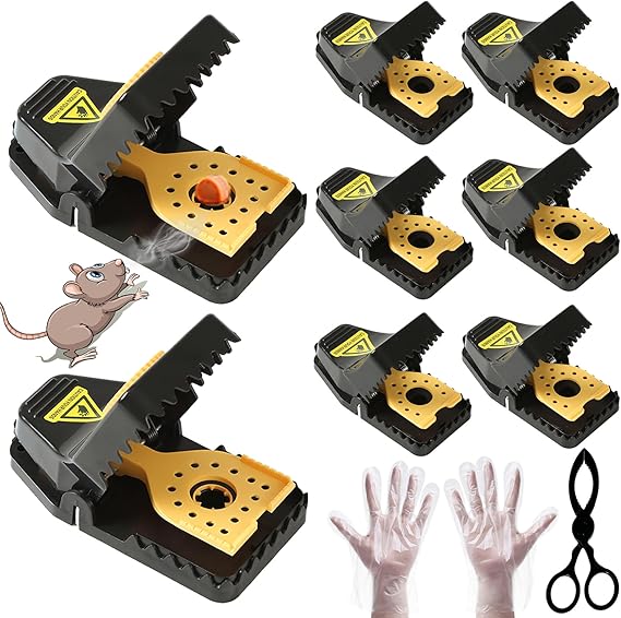 Mouse Traps, Rat Trap Quick Effectively Best Mouse Trap, Reusable Plastic Mousetraps Used Indoor & Outdoor Mice Snap Traps for Basement/Garage/Attic Anywhere 9set(2L+6s+1*Clip)