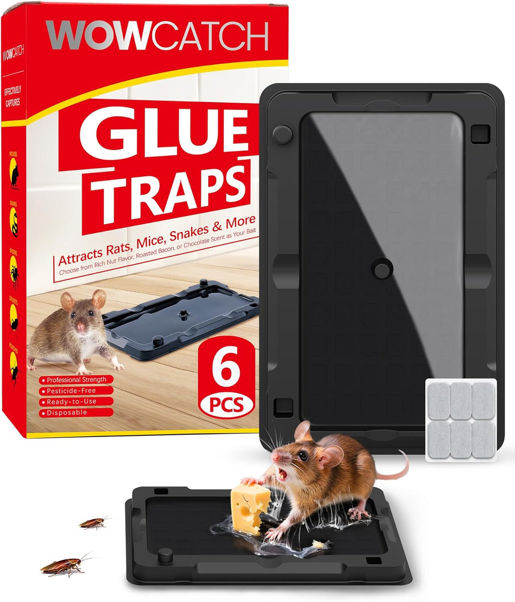 Rat, Snake and Mouse Traps 12 PK, Large Bulk Sticky Glue Traps Indoor for Home Pre-baited, Pet Safe Rodent Catcher for Garage, Kitchen, Catches Roaches, Spiders, Lizard, Non-Toxic, Large