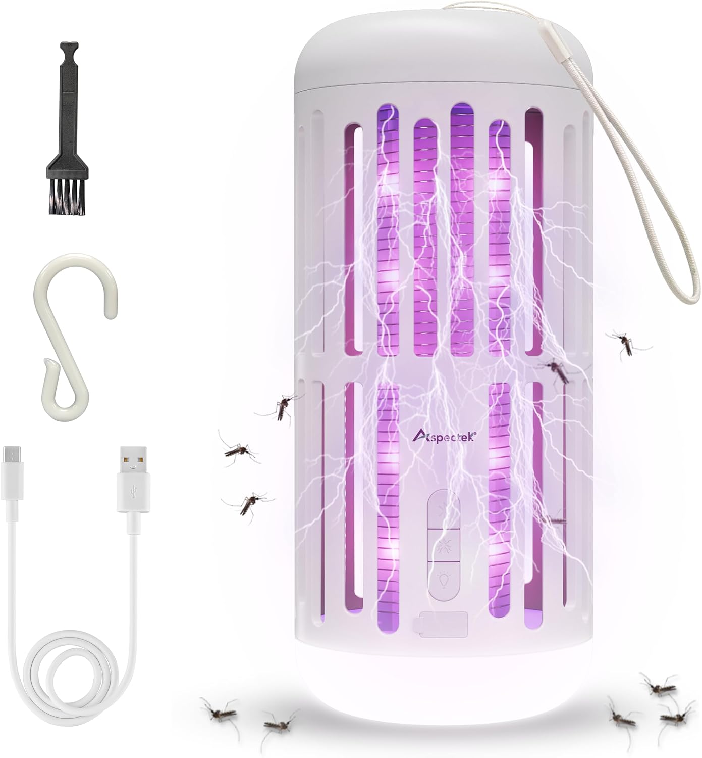 Aspectek 20W Electric Bug Zapper for Indoor Use. Effective Against Mosquitoes and Flies. 2 Extra Replacement Bulbs Included. Lightweight Design, 2800V Powerful Grid, Easy Cleaning, Washable Tray.