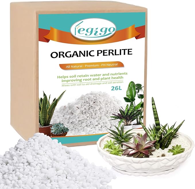 Legigo 26 Quarts Organic Horticultural Perlite for Plants Indoor- Natural Horticultural Soil Additive Conditioner Mix for Improves Drainage, Ventilation and Root Growth